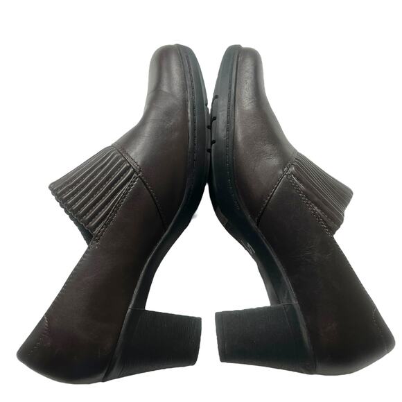 Clarks Ankle Boots Brown Leather Style 80826 Stacked Heel Shoe Bootie Womens 8W - Picture 4 of 12
